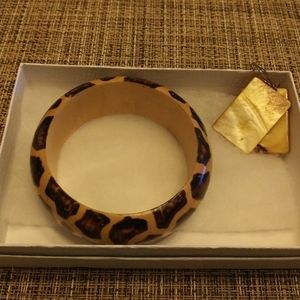 See Photos: Vintage Retro Bangle w Faux Slate Pierced Earrings